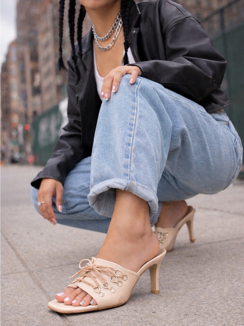 Azarayah Lace-Up Stiletto Mule Sandal